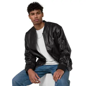 Implicit X Fitness Leather Jacket for Men - Classic Fabric Collar, Aesthetic Design, and Versatile Style - Heart, Faux Casual Fashion Menswear Clothes Coats Day Dress Office