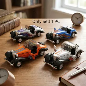 Vintage Diecast Car Model Toy, High-Quality Metal Alloy, Manual Pull Back, Classic Collectible Vehicle, Perfect Gift for Kids and Men