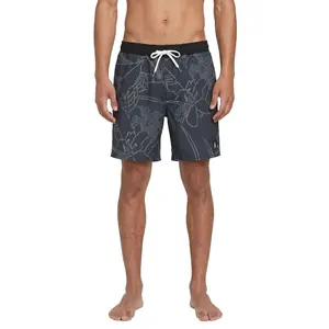 Volcom Men's Manic 17" Stencil Lily Print Elastic Waistband Swim Trunks