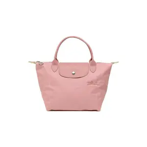 Longchamp Le Pliage Green 23 Small Tote Bag with Snap Closure and Leather Trim in Petal Pink for Women