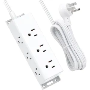 Power Strip Surge Protector 10Ft - Wall Mount, Flat Plug, Long Extension Cord with Multiple Outlets, 9 Widely Spaced Outlets and 3 Side Design, Overload Protection for  Office