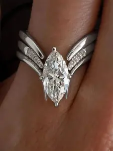 1 PC Elegant Cubic Zirconia Ring For Women For Wedding Engagement Anniversary Party Jewelry Valentine's Day Gift, Wedding Promise Rings