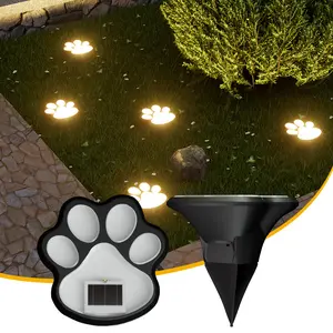 4PCS Solar Lawn Light, LED Dog Paw Print Light, Waterproof Ground Stake Lamp, Outdoor Decorative Garden Light for Yard, Pathway, Lawn