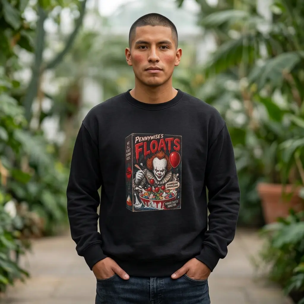 Creepy Clown 'Floats' Graphic Sweatshirt — Horror Movie Pennywise Design