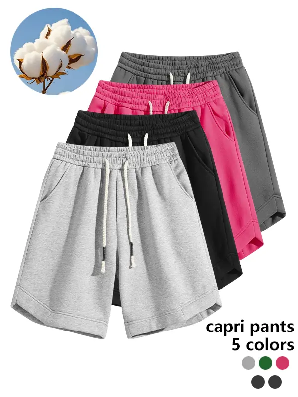 Men's summer solid color casual sports shorts with drawstring side pockets at the waist - soft and breathable, skin friendly and comfortable, suitable for daily outdoor activities wearing casual five quarter shorts