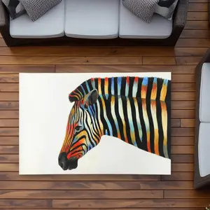 360 stand Weatherproof Outdoor Rug, 3x5 ft Rectangle Zebra Print Rug, Colorful Red Animal Motif with Playful Design for Home Decor, Playful Look