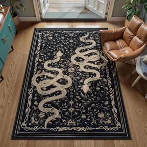 Snake Pattern Carpet, Animal Print Rug, 1 PC Living room carpet,Soft and comfortable bedroom mat,Black snakeskin patterned rug decoration,Unique room decoration,Suitable for living rooms, bedrooms, dining rooms, entryways settings,Home Decorative Rug