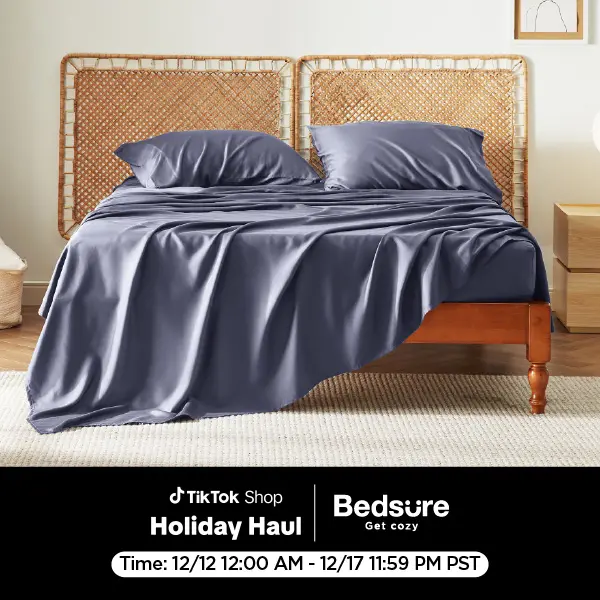 Bedsure Rayon Derived from Bamboo Sheet Set - Twin/XL/Queen/King, 4-Piece,Easy Fit, Easy to Care, Thermoregulating, Silky Smooth, Love Shack Sheets, Christmas Gifts