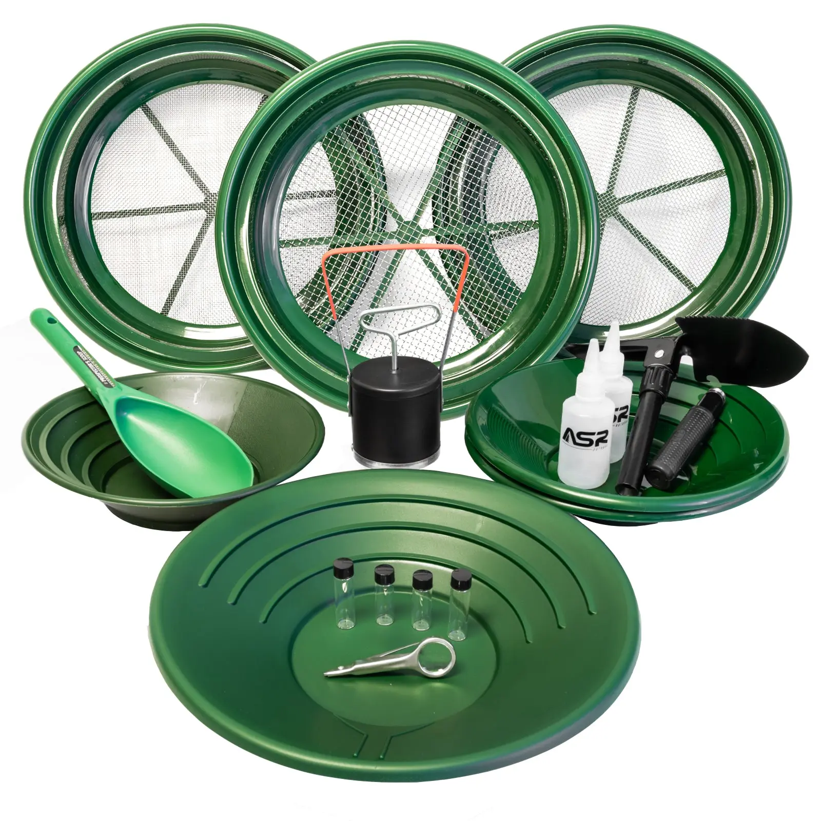 16pc Gold Prospecting Equipment Essentials Field Kit with Classifier Screens