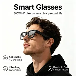 2026 New Smart Glasses, 8mp Camera, 8GB Storage, Ai Translation, 1080P Video, HiFi Audio, Bluetooth-compatible, WiFi, Voice Assistant, Multilingual Translation