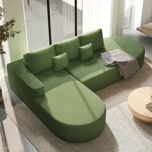 L-Shaped Modular Chenille Sectional Sofa, Curved Chaise Cloud Couch, Modern Oversized Living Room Sofa, Breathable Skin-Friendly Fabric, Multi-Color Options