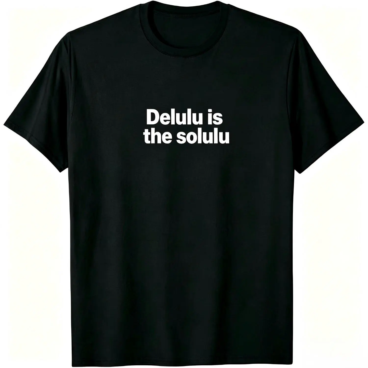 Women's Casual Crewneck Short-Sleeve Round Neck T-Shirt - Delulu Is The Solulu Viral Meme Tee, Funny Gen Z Internet Slang Apparel, Sarcastic Gift Top, Shortsleeve