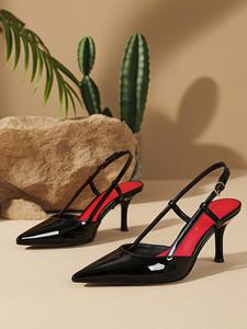 women's fashionable solid color stiletto heels, strap sandals, fancy sandals, strappy sandals, elegant pointed toe slingback high heel shoes for party, prom sandals, daily clothing decor for women, classy sandals, heeled sandals, unique sandals, footwear