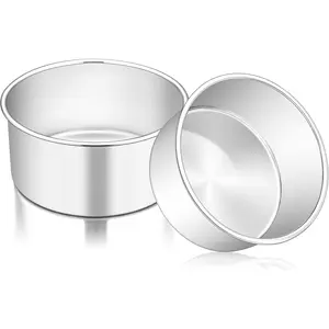 6 Inch Cake Pan, 6” x 3” Deep Round Cake Pan Tier Baking Tins Set Stainless Steel, For Baking Steaming Serving, Healthy & Toxic Free, Deep & Straight Size, Oven & Dishwasher Safe - Set of 2