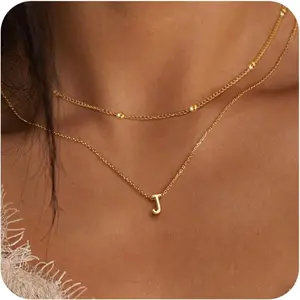 Initial Necklaces for Women 14K Gold Silver Plated Letter Jewelry Non Tarnish Layered Dainty Cute A-Z Pendant Choker Necklace Waterproof Trendy Name Necklace Personalized Jewelry Gift for Women-USA