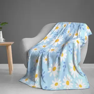Daisy Flower Blanket Throw 80"x60", Cozy Lightweight Plush Flannel Blanket, Gifts for Kids Adults