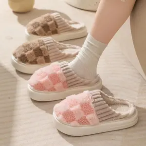 Women's Fashion Color Block Heart Pattern Plain Soft Slippers, Casual Home Walking Shoes, Fluffy Chunky Bedroom Slippers, Platform Slippers