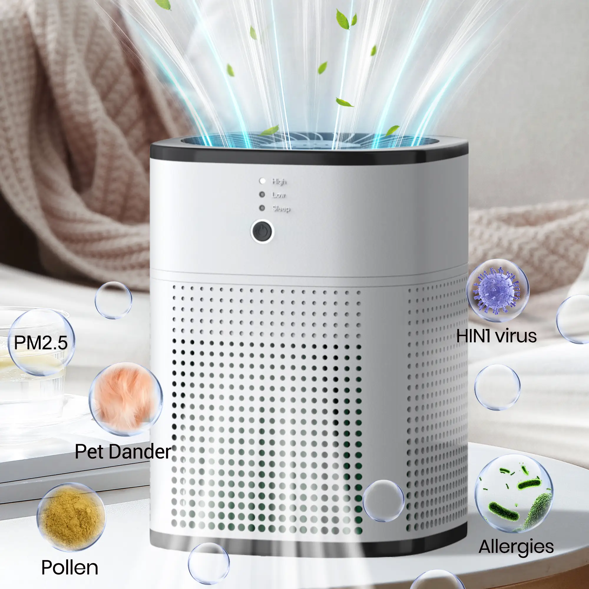 Morento Air Purifier 1800 Portable HEPA & Activated Carbon Cleaner with 3-Stage Filtration, One-Button Control, Aromatherapy Feature, Lightweight Desi