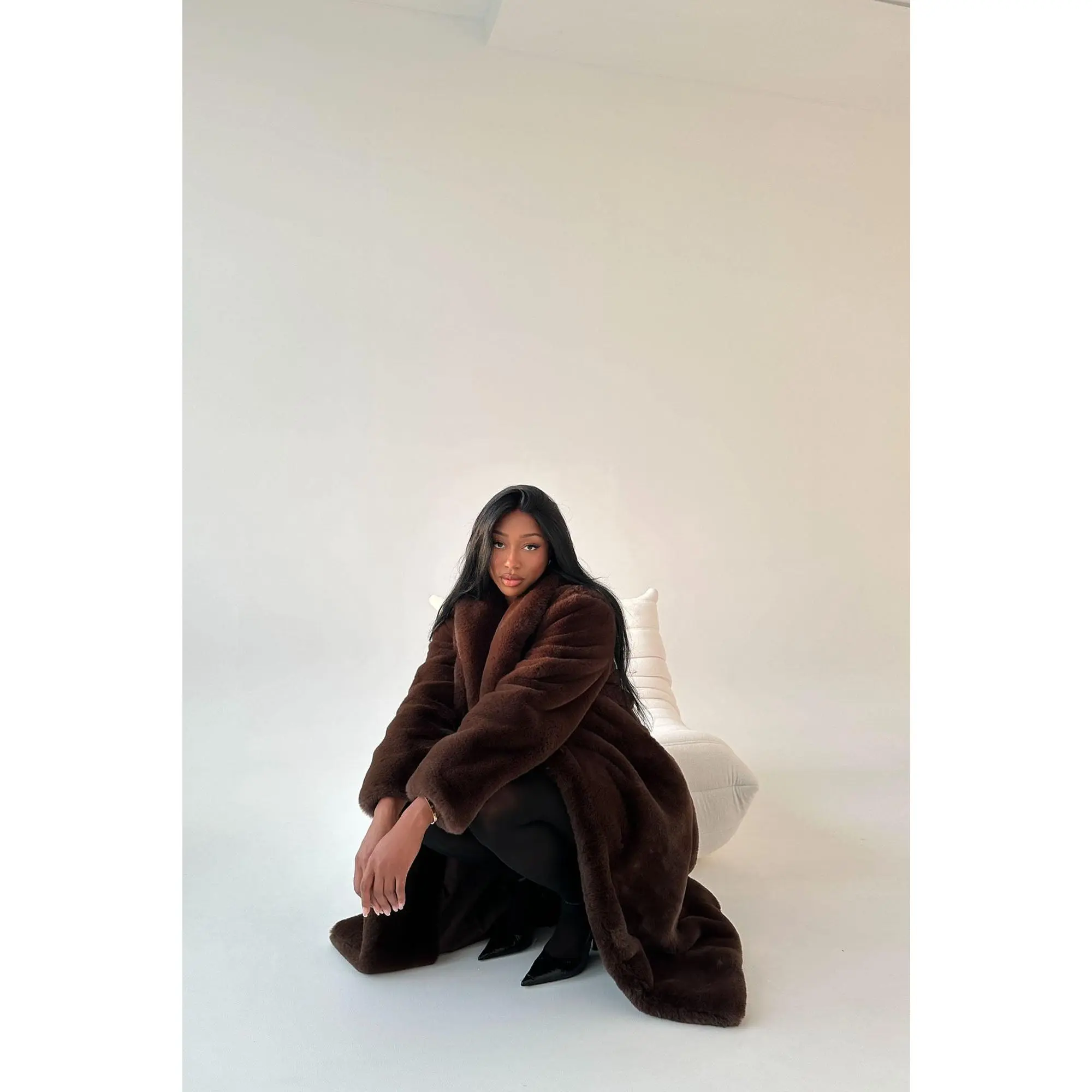 Mari Faux Fur Coat - Brown