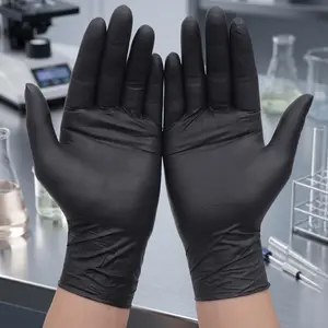 Black Disposable Nitrile Gloves, Flexible & Durable Snug Fit Anti-Slip Heavy Duty Protective Gloves For Household Cleaning, Cooking, Beauty, Pet Care Cordless