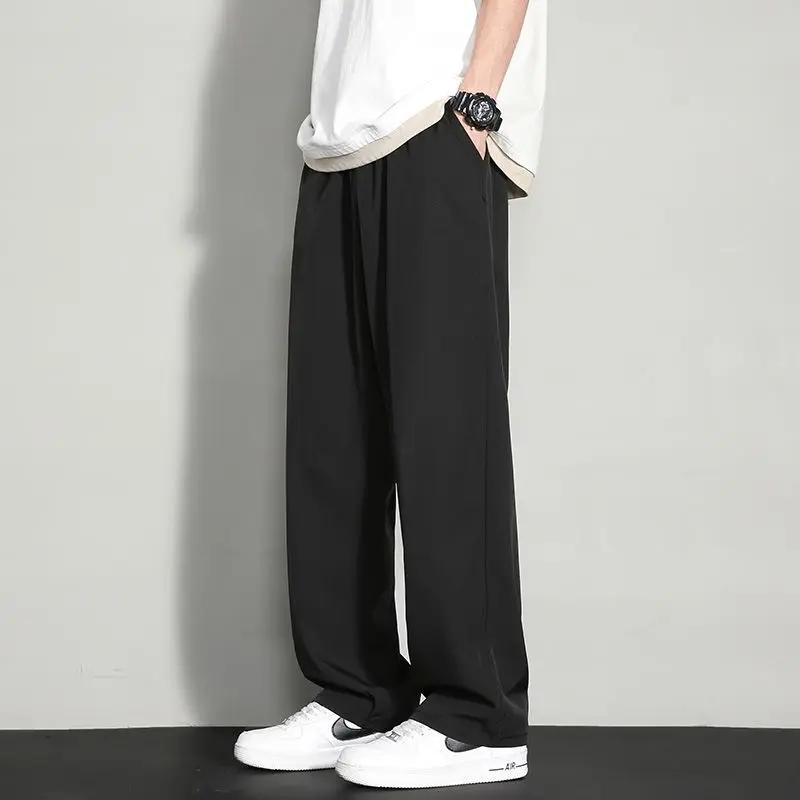 Men's Ice Silk Straight Leg Joggers Lightweight Cooling Track Pants for Summer