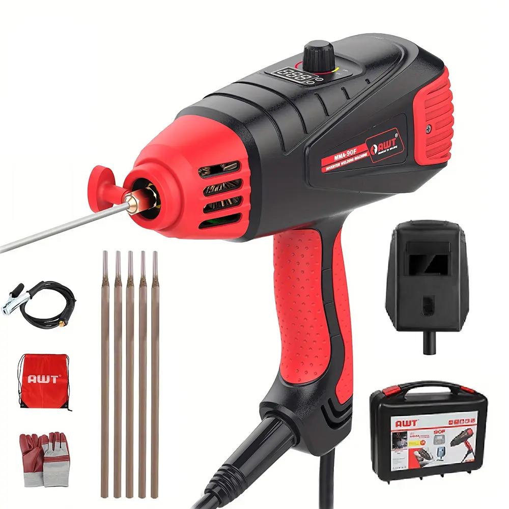 【First Batch Sale】AWT Semi-automatic Welding Machine 110V Handheld Stick ARC Welder Digital Intelligent Current Thrust Fit 1/16"-1/8" 4000W IGBT Inverter with Toolbox