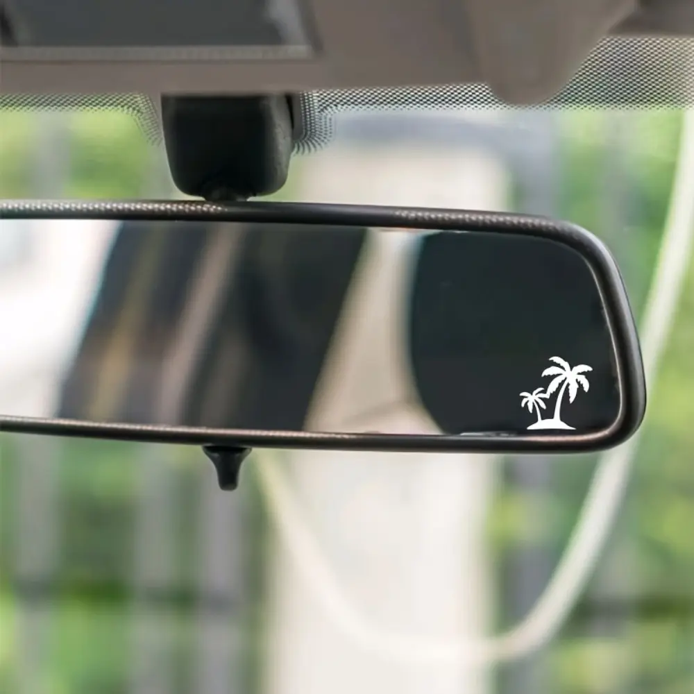 4PCS/SET Tropical Island Coconut Tree Series Car Rearview Mirror Sticker, Mini Vacation Element Decal, A Creative Decor to Add Tropical Healing Charm to Your Vehicle, Car Stickers