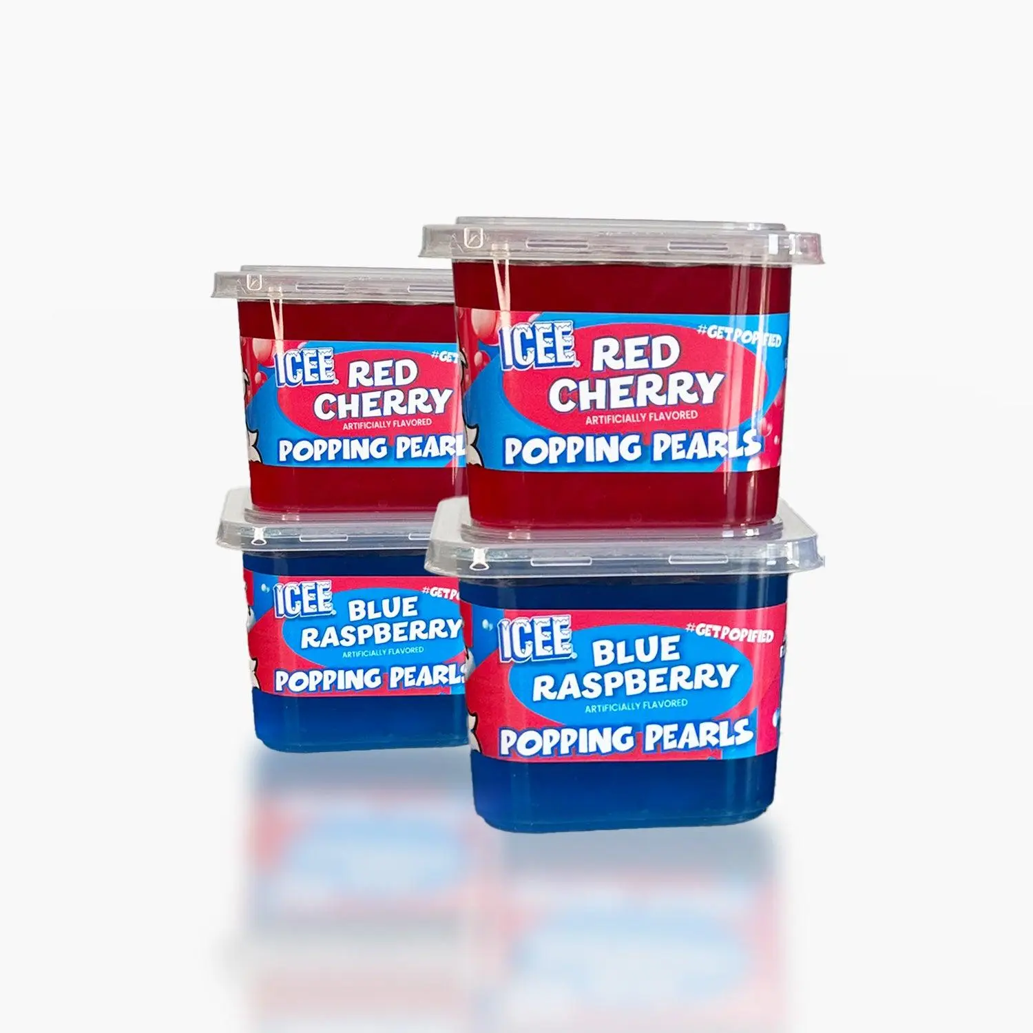 ICEE Popping Boba 4-Pack Tubs – Red Cherry & Blue Raspberry | Boba Tea Toppings & Beverage | Ready-to-Drink Bubble Tea Pearls with Straws | Bursting Fruit Juice Pearls | Party Drink Kit (28 Servings),summerwins