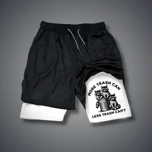 Double-Layer Sports Shorts Graphic Shorts Black Shorts Camo Shorts Streetwear Shorts Men Outfits Men Short Shorts Vacation Outfits Shorts