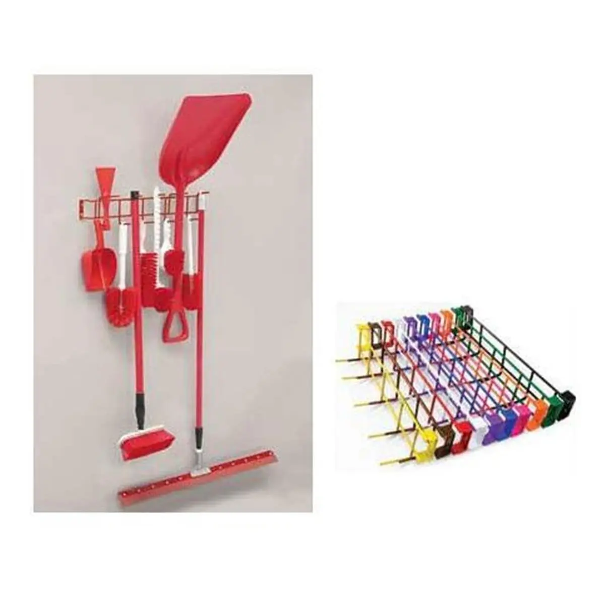 212 MAIN RackEm Racks 4042 26 in. 12-Hook Steel Wall Mounted Organizer - Red, Tool Storage, Bacteria Safe Utility Rack