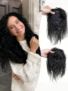 Women Hair Toppers, Natural and, 14 Inch 8x12cm, Kinky Straight Hair Topper, Clip in Human Hair Pieces for Women