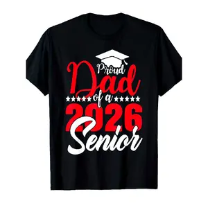 Men'S 2026 Graduation T-Shirt - Proud for dad of a 2026 Senior Class Graduate - Red & Diploma Design with Stars & Graduation - Comfortable Durable Print Regular Fit Short Sleeve Shirt - Graduation Gifts for Dad, Casual Wear Graphic Tees Oversized