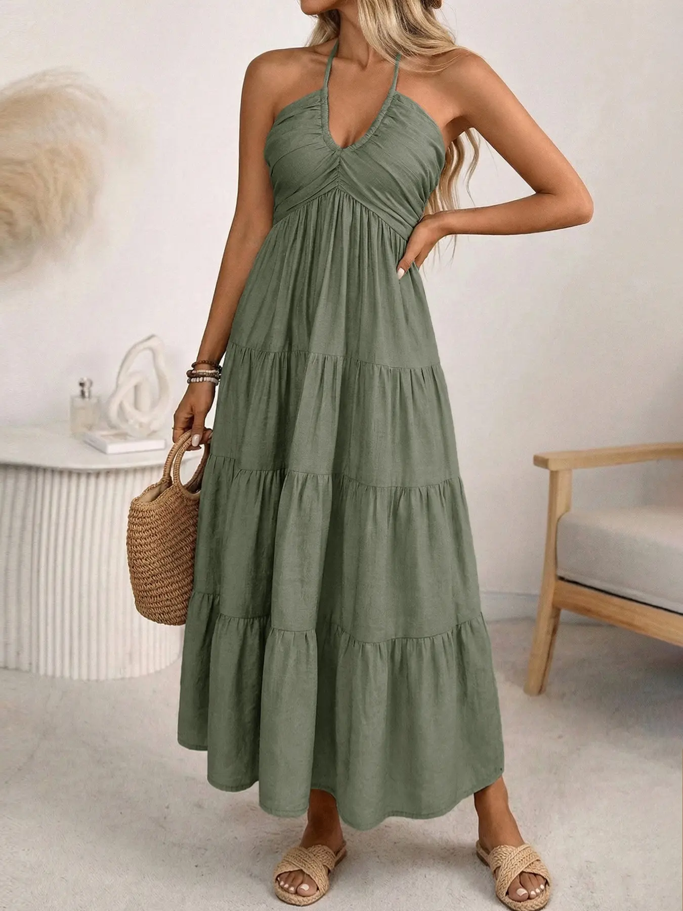 Women's Plain Dress Summer Clothes Casual Basic Loose Fit Sleeveless A Line Dress for Beach Holiday Vacation Party Minimalist Design Boho Notched Neck Green - TikTok Shop Women's Plain Dress Summer Clothes Casual Basic Loose Fit Sleeveless A Line Dress for Beach Holiday Vacation Party Minimalist Design Boho Notched Neck Green - TikTok Shop