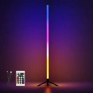 Corner Floor Lamp, RGB LED Corner Lamp with Music Sync, Standing Lamp with Remote Control-16 Million Color Changing Ambient LED Lamp for Bedroom, Living Room, Gaming Room