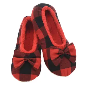 Womens Buffalo Plaid Ballerina Red