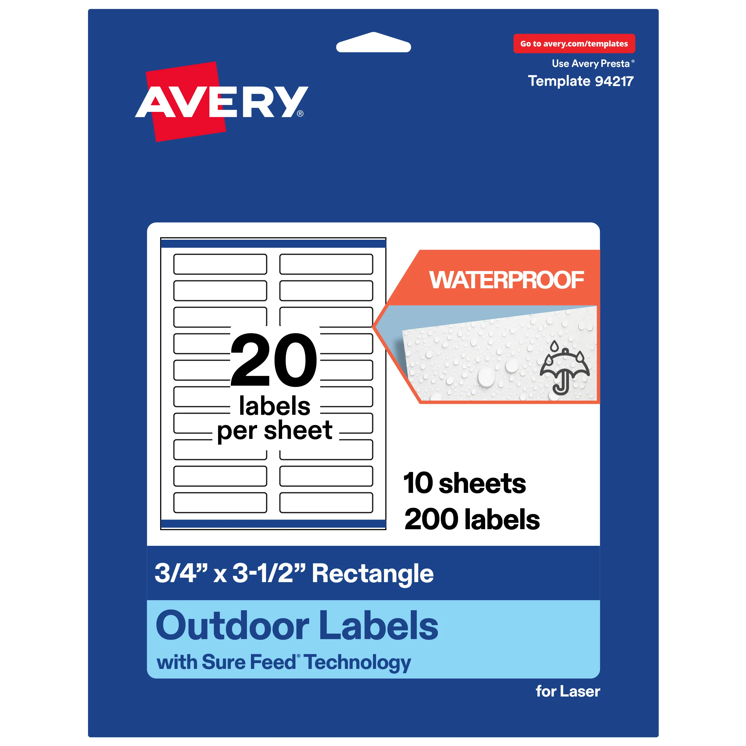 Avery Outdoor Waterproof Labels, 0.75" x 3.5" Rectangle