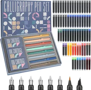 GC QUILL Calligraphy Pen Set 74pcs- 8 Premium Nib Pens with 66 Ink Cartridges for Writing Drawing Calligraphy Practice Beginner School Supplies Art Work Pens Sharpie ADHD Office Accessories fountain pen school supplies art work