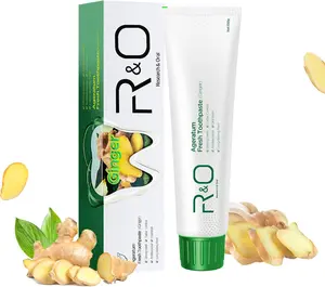 R&O Herbal Whitening Toothpaste with Ginger & Mint Tartar Control Fresh Breath Strong Teeth Cleansing 3.5 oz Probiotic Whitening Minty Toothpaste