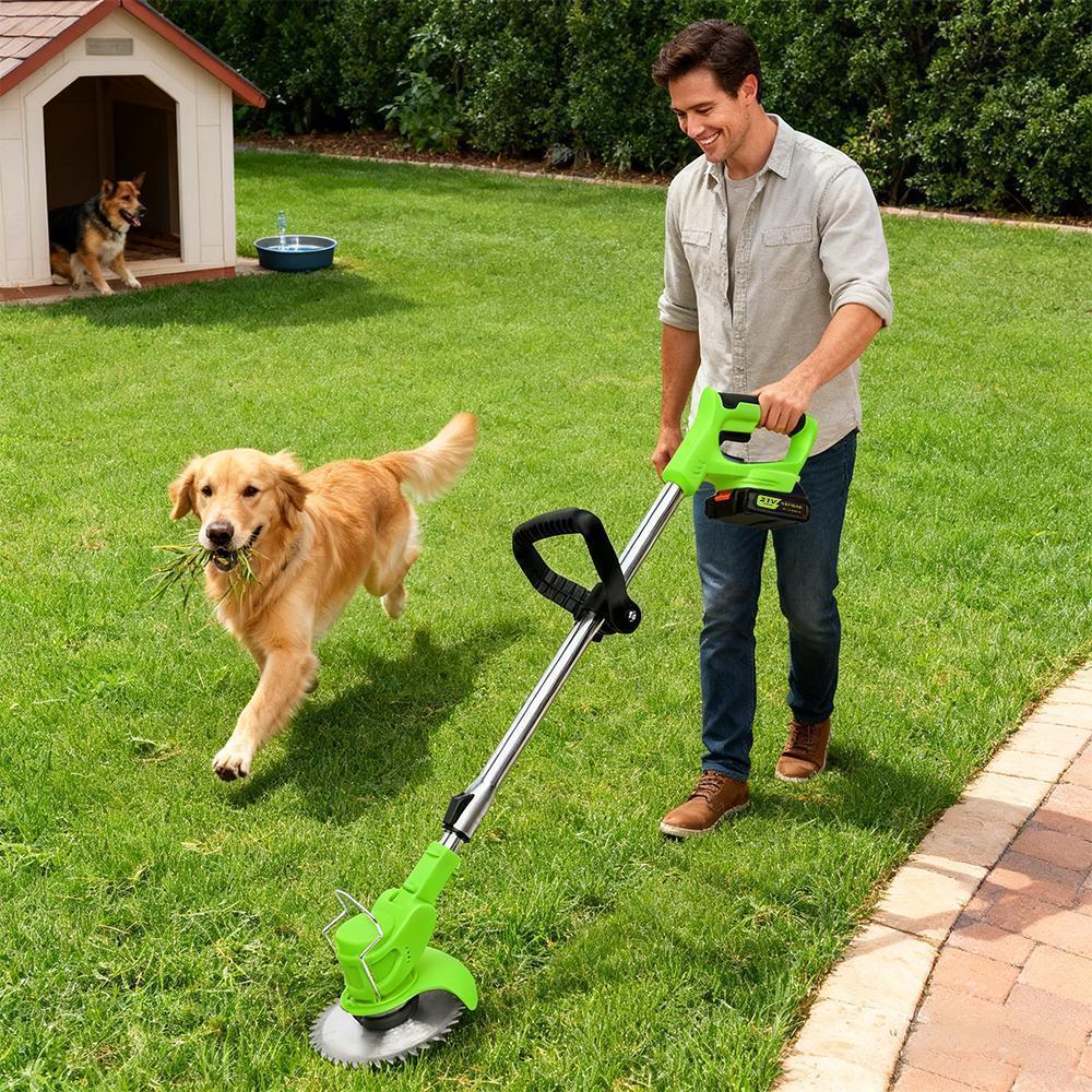 KEPEAK High-Efficiency Cordless Grass Trimmer - Battery-Powered Weed Eater & Brush Cutter Tool with 3 Blades, 68db Quiet Run, Portable, Lightweight Ergonomic Grass Trimmer Handle for Garden Yard Trimming, Ideal for Fathers