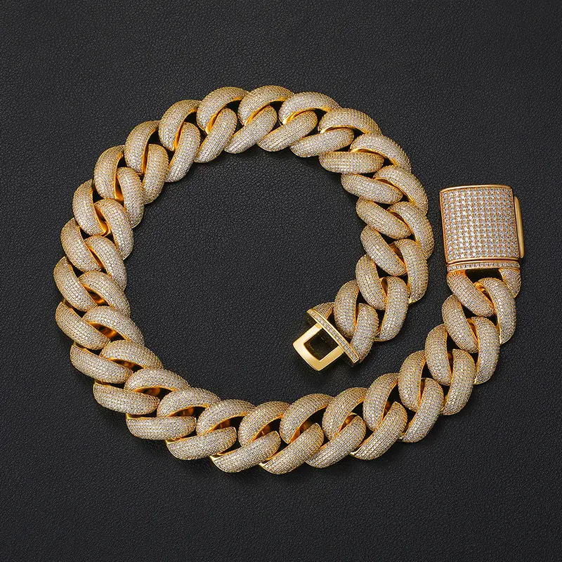 Men's 25mm Wide Full Zircon Bubble Cuban Style Chain Necklace - 8 Rows Dense Zircon Hip Hop Miami Chain, Metal-Coated Casual Daily Fashion Costume Jewelry Accessory, Cuban Style Chain Necklaces men's jewelry trendy costume jewelry