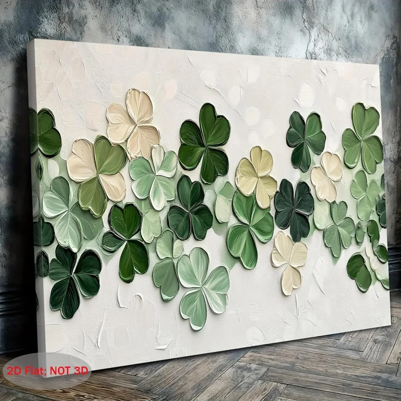 1pc Frame-Style Vintage St. Patrick's Day Canvas Painting - Textured Look Shamrock Leaves Home Supplies, Green & Golden Accents, Wooden Frame, Ideal for Living Room & Bedroom Decor, Holiday Gift