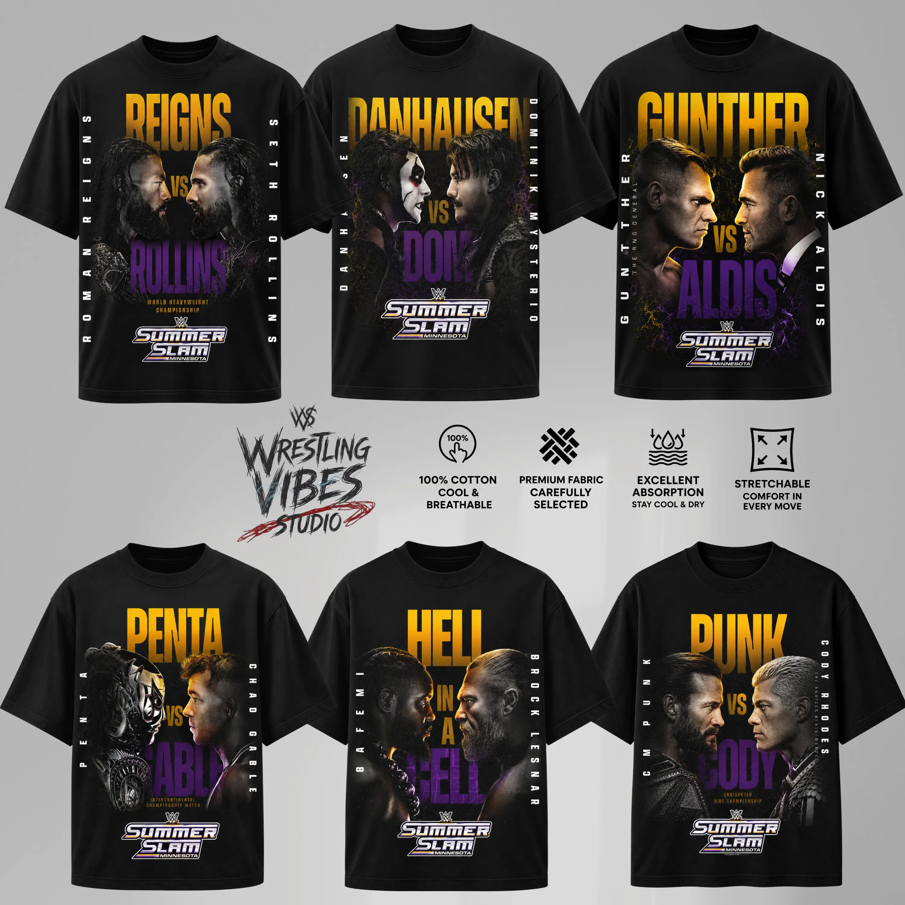 [Collection] WWE SummerSlam 2026 T-Shirt Wrestling Match Vintage Oversized Graphic Champion Tee – Y2K Premium Cotton Top Trendy Streetwear Unisex Gym Wear Wrestling NightFight Gift Fans