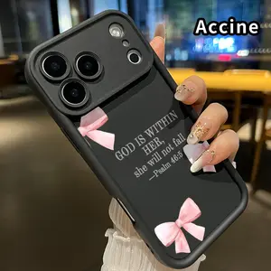 Phone case for iPhone 17 Pro Max 16 Plus 15 14 13 12 11 Air E Pretty pink bow Shockproof Silicone TPU Bumper Drop Protection Soft Cover