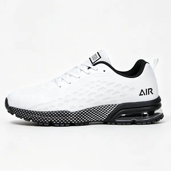 Men's Work & Safety Athletic Shoes - Fashion Round Toe Lace-Up - Breathable Mesh White - Non-Slip Rubber Sole - Wear-Resistant - Shock-Absorbing - All-Day Comfort - Outdoors Versatile
