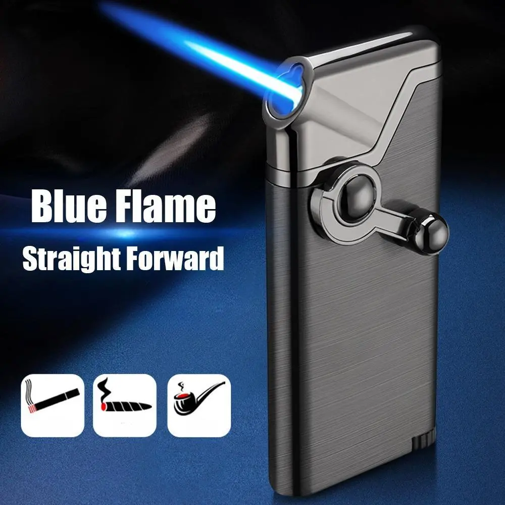 Creative Rocking Arm Jet Torch Lighter, Outdoor Windproof Inflatable Metal Lighter, with Adjustable Flame, Pipe Style Blue Flame Straight Ignition, Portable Camping & Candle Tool, Best Gift for Men (Butane Gas Not Included)