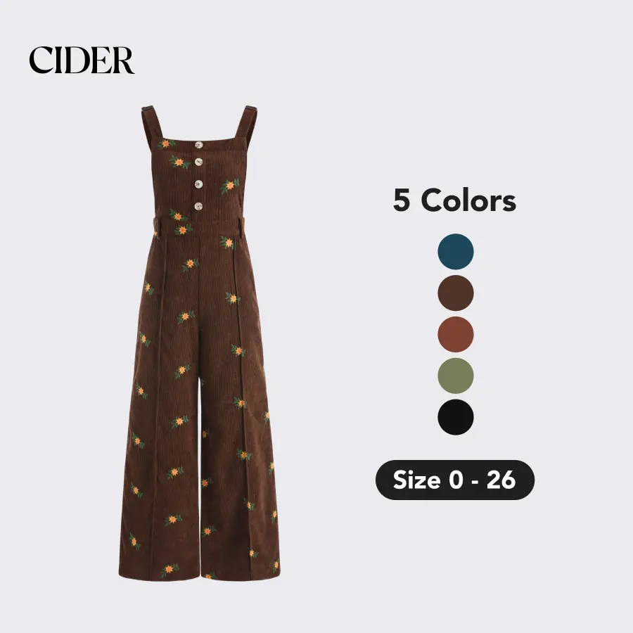 Cider [5 colors, size 0-26] Ditsy Floral Corduroy Overall Jumpsuit