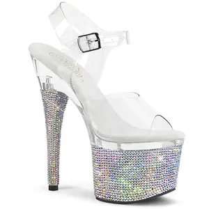 7 Inch Heel ESTEEM-708DM Clear Rhinestones