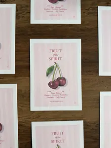 Fruit of the Spirit Linen Art Print 5 x 7 in - Christian Art - Galatians 5:22-23
