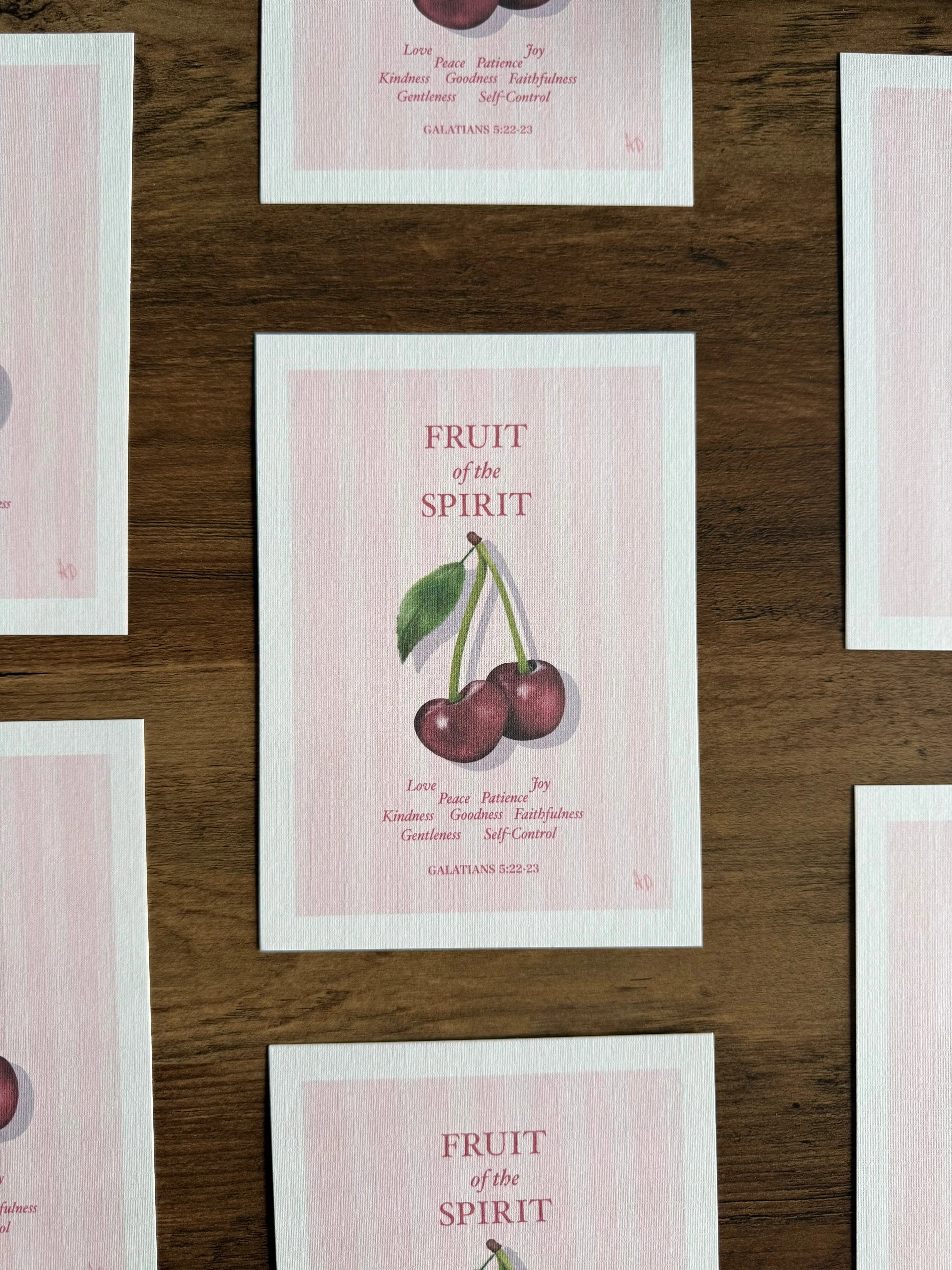 Fruit of the Spirit Linen Art Print 5 x 7 in - Christian Art - Galatians 5:22-23
