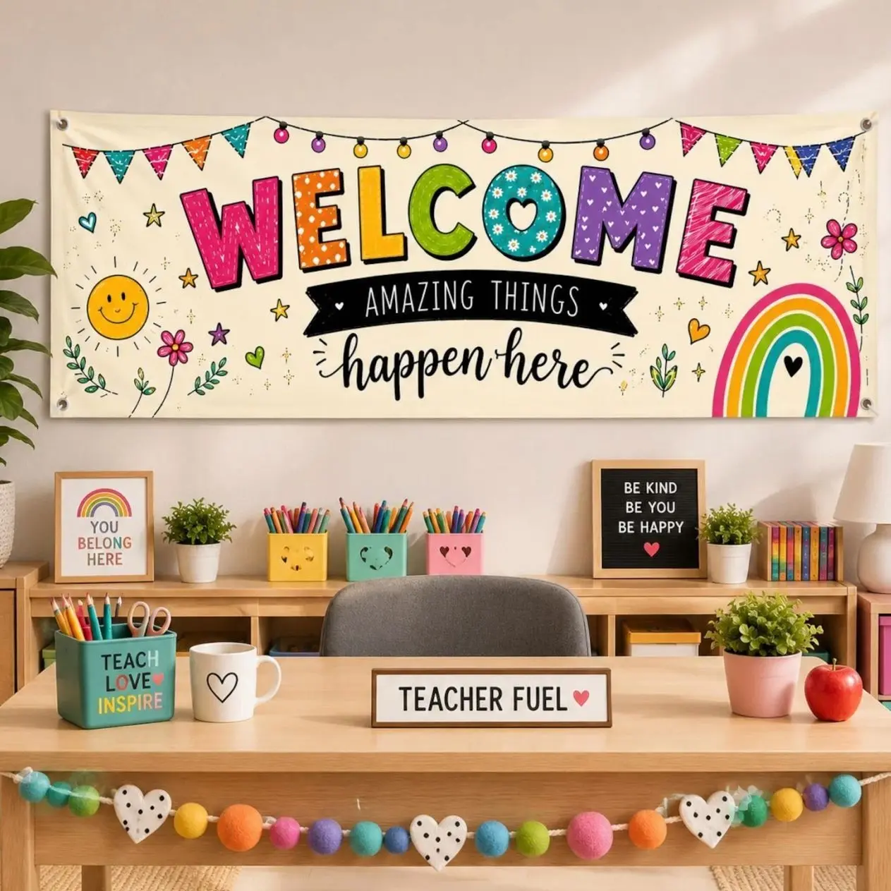 Welcome Banner, Rainbow Classroom Decor, Preschool Classroom Banner, Kindergarten Wall Decor